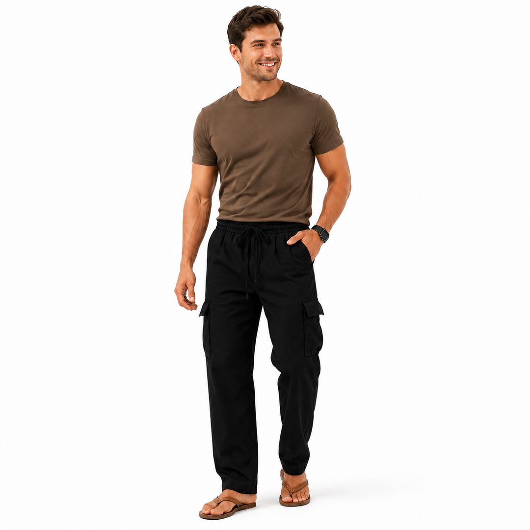 Cotton Linen Pants Teen Drawstring Straight Leg Pants S