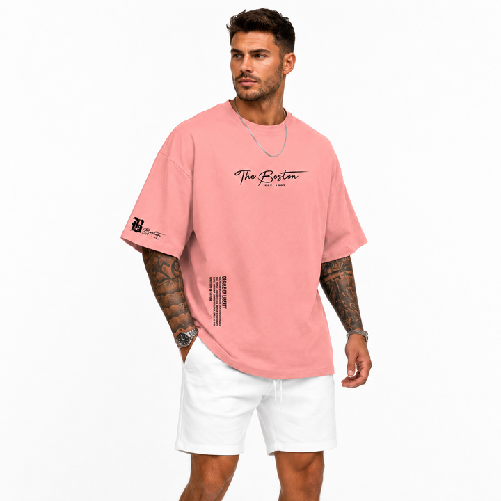 Letter print t shirt in white for men with loose round neckline, polyester fabric and casual short sleeves for warm days now.