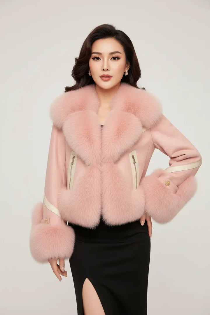 camel faux fur coat tailored silhouette cool weather outfit
