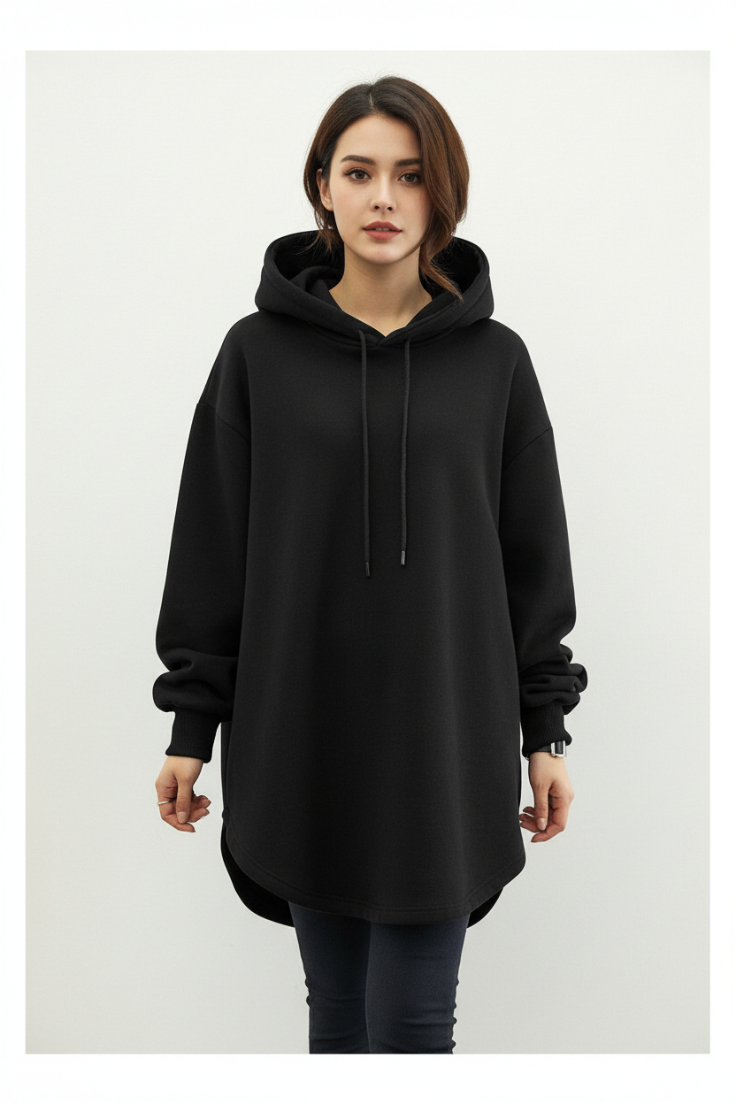 women hooded loose sweatshirt long sleeve relaxed silhouette daily wear