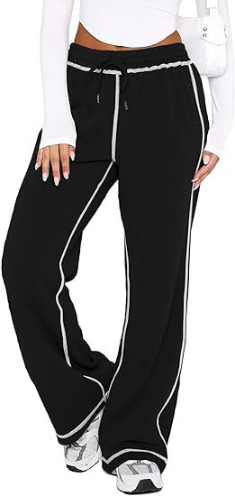 women’s cotton wide leg sweatpants high waist flattering cut