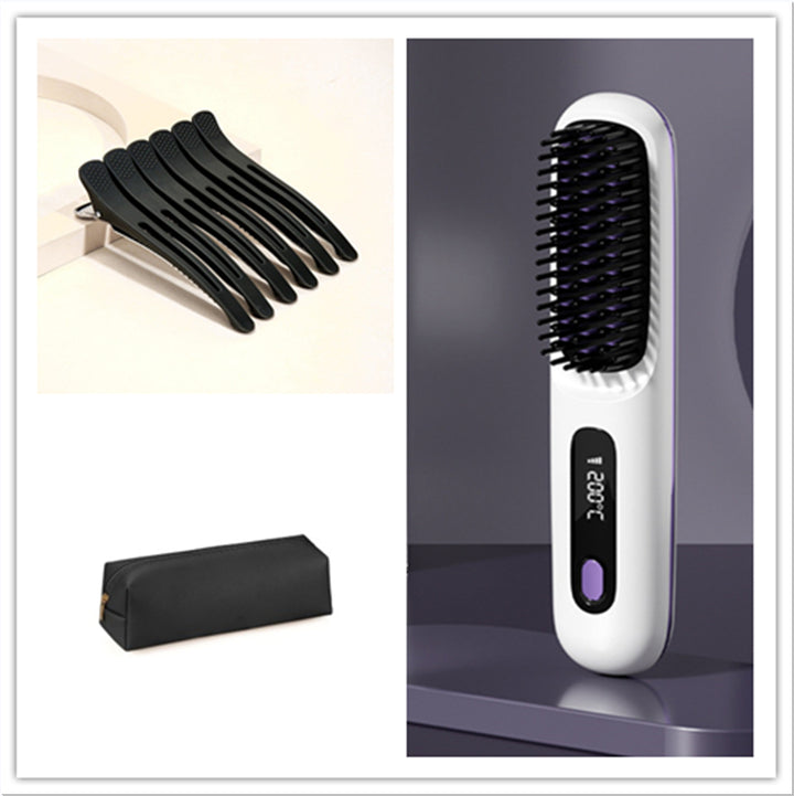 Cordless Hair Straightener Brush Fast Heat Styling Pro