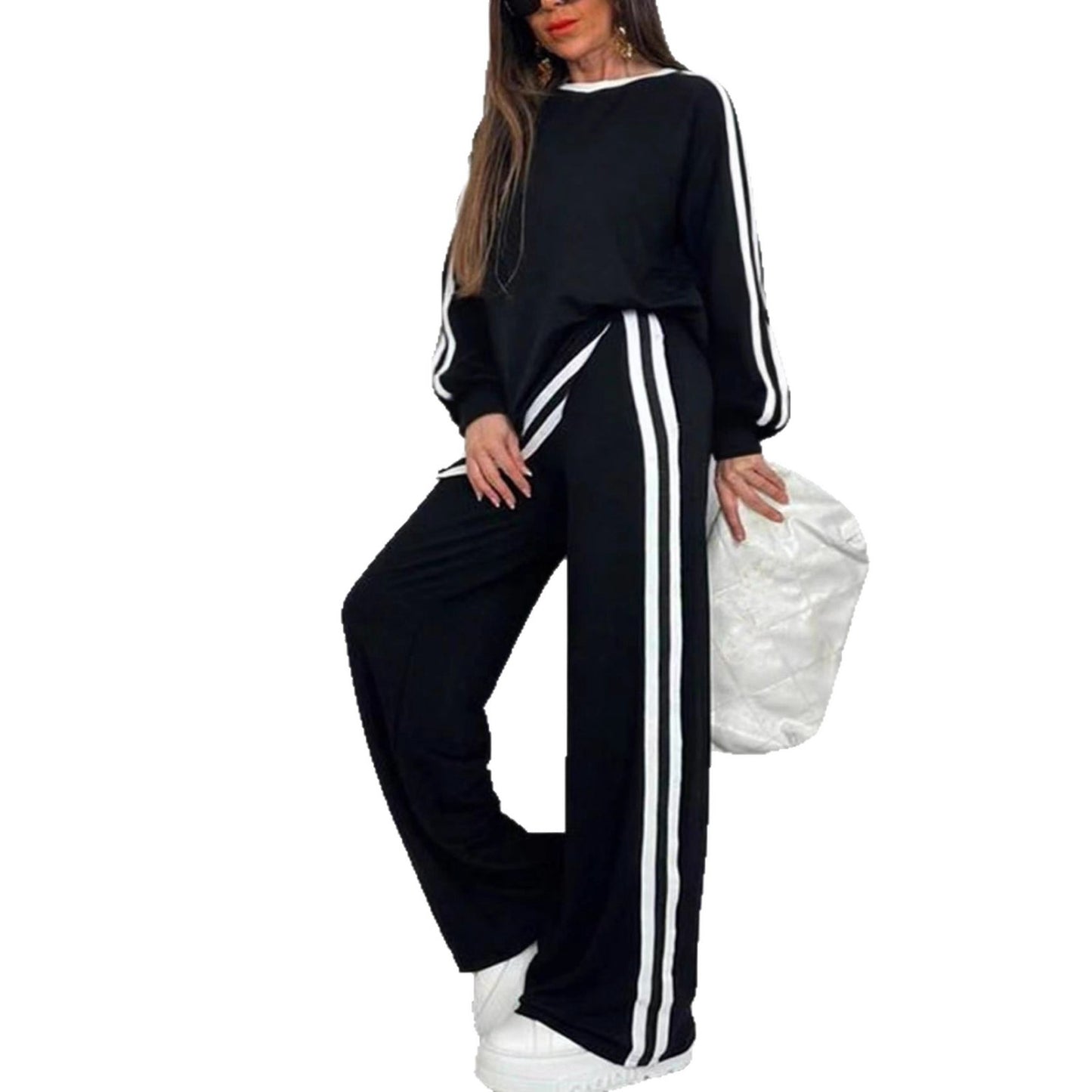 Women's Striped Two-Piece Loungewear Set – Soft & Chic
