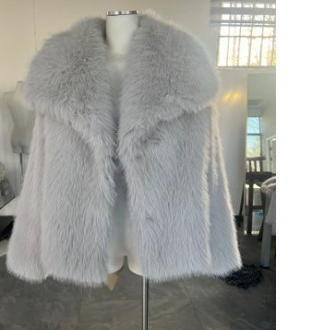 Winter Plush Coat for Women Fluffy Lapel Warm Jacket XS–L