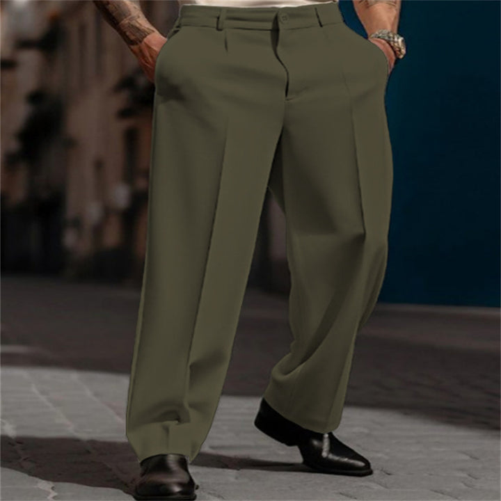 "straight fit formal trousers back view men&