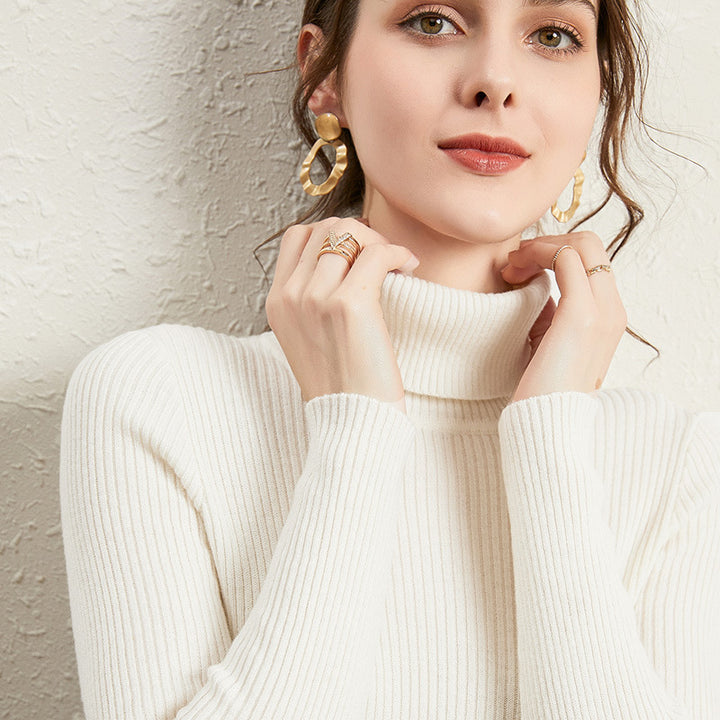 viscose slim fit turtleneck sweater long sleeve detail refined finish