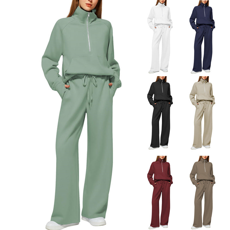 minimalist tracksuit women brown tone soft fabric modern casual style