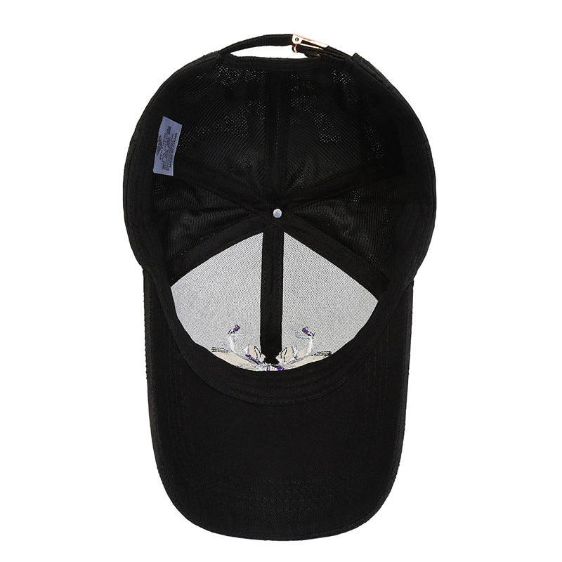 Side view embroidered elk peaked cap dome crown shape cotton polyester blend sunshade hat