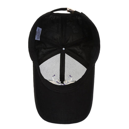 Side view embroidered elk peaked cap dome crown shape cotton polyester blend sunshade hat