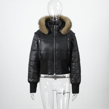 Detachable Sleeve Hooded Coat - Waist-Snatching Warmth!