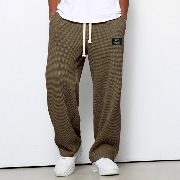 waffle straight pants men neutral color styling versatility