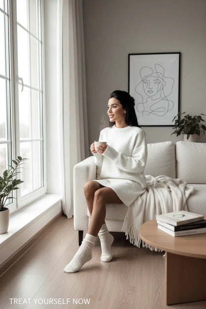 knit sweater skirt set women light gray long sleeve pullover soft texture detail