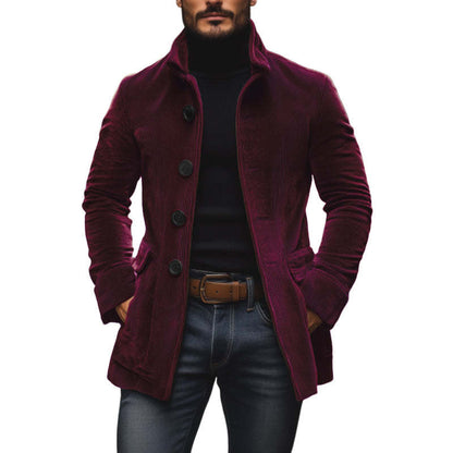 corduroy jacket men inner polyester lining view showing smooth finish for easy layering over knit sweaters
