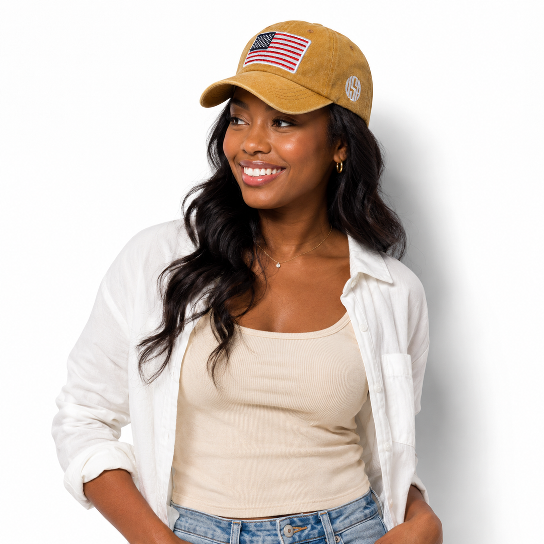 Unisex retro flag cap styled for outdoor sports, camping weekends, commuting outfits, and relaxed street fashion daily looks.
