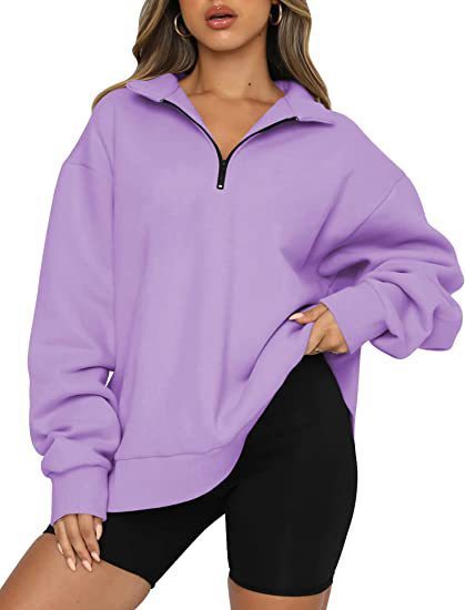 Women's Zip Collar Sweatshirt - Stylish & Lightweight Comfort - www.PrintOne1.com