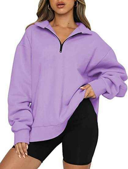 Women's Zip Collar Sweatshirt - Stylish & Lightweight Comfort