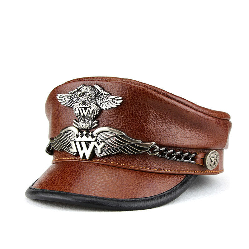 Men’s Harley Motorcycle Hat - Genuine Leather, Retro Punk Style - www.PrintOne1.com