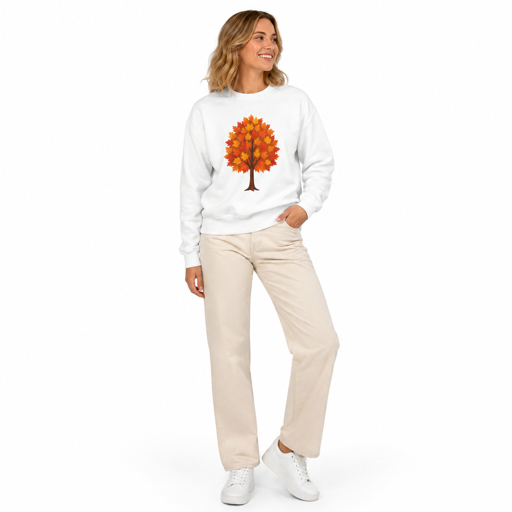 Fall Sweatshirt with Autumn Tree - Cozy Unisex Crewneck