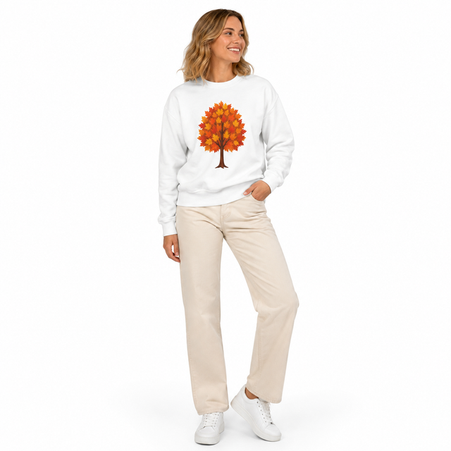 Fall Sweatshirt with Autumn Tree - Cozy Unisex Crewneck