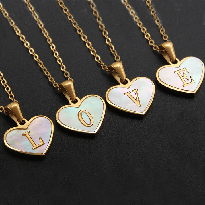 Heart letter necklace with stainless steel construction, gold-plated finish and 45+5 cm chain - PrintOne1 necklace reference.