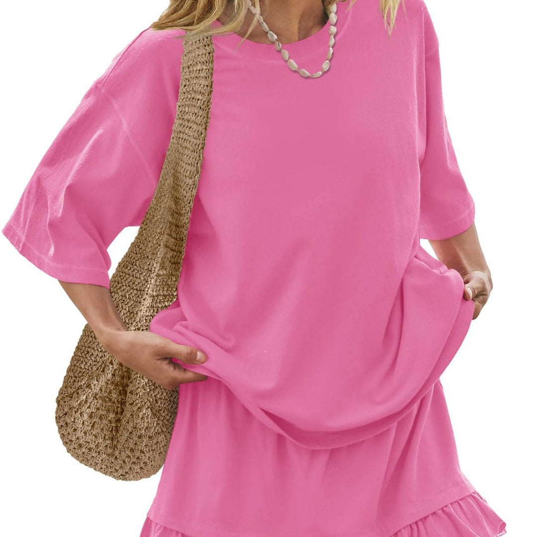 Lightweight two piece set with short skirt and top perfect for warm weather outfits