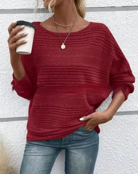 Women's Round Neck Pullover Top - Effortless Comfort