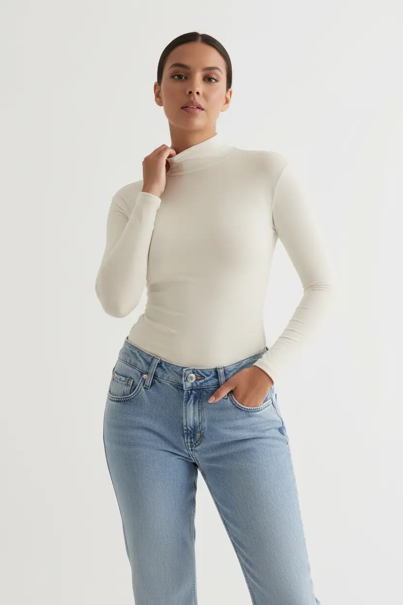 Y2K Slim Turtleneck T-Shirt fitted pullover office outfit