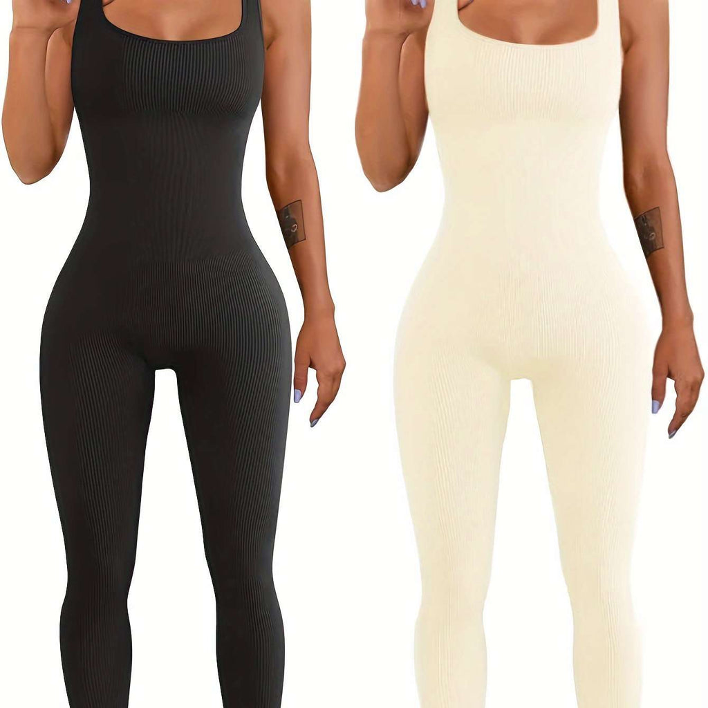 Women's Spandex Tank Top Tights with Button Detail - www.PrintOne1.com