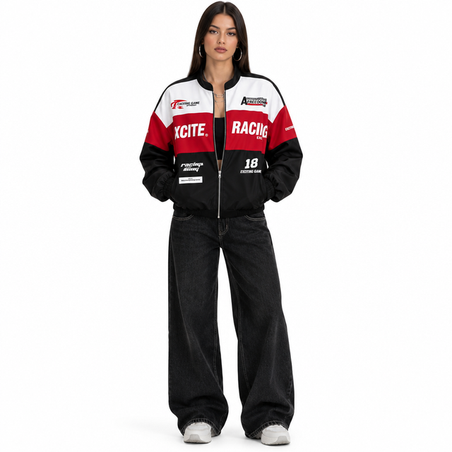 Letter Print Zip-Up Jacket - Polyester Blend Daily Wear