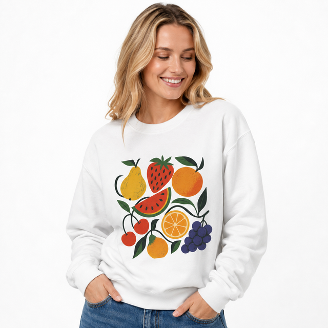 Fruit Sweatshirt with Garden Print in Six Color Choices