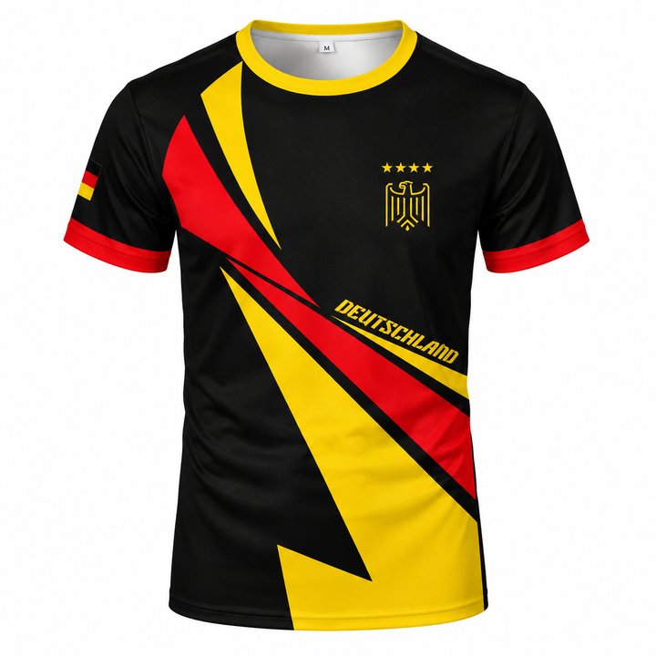 Germany football jersey black red gold front product view