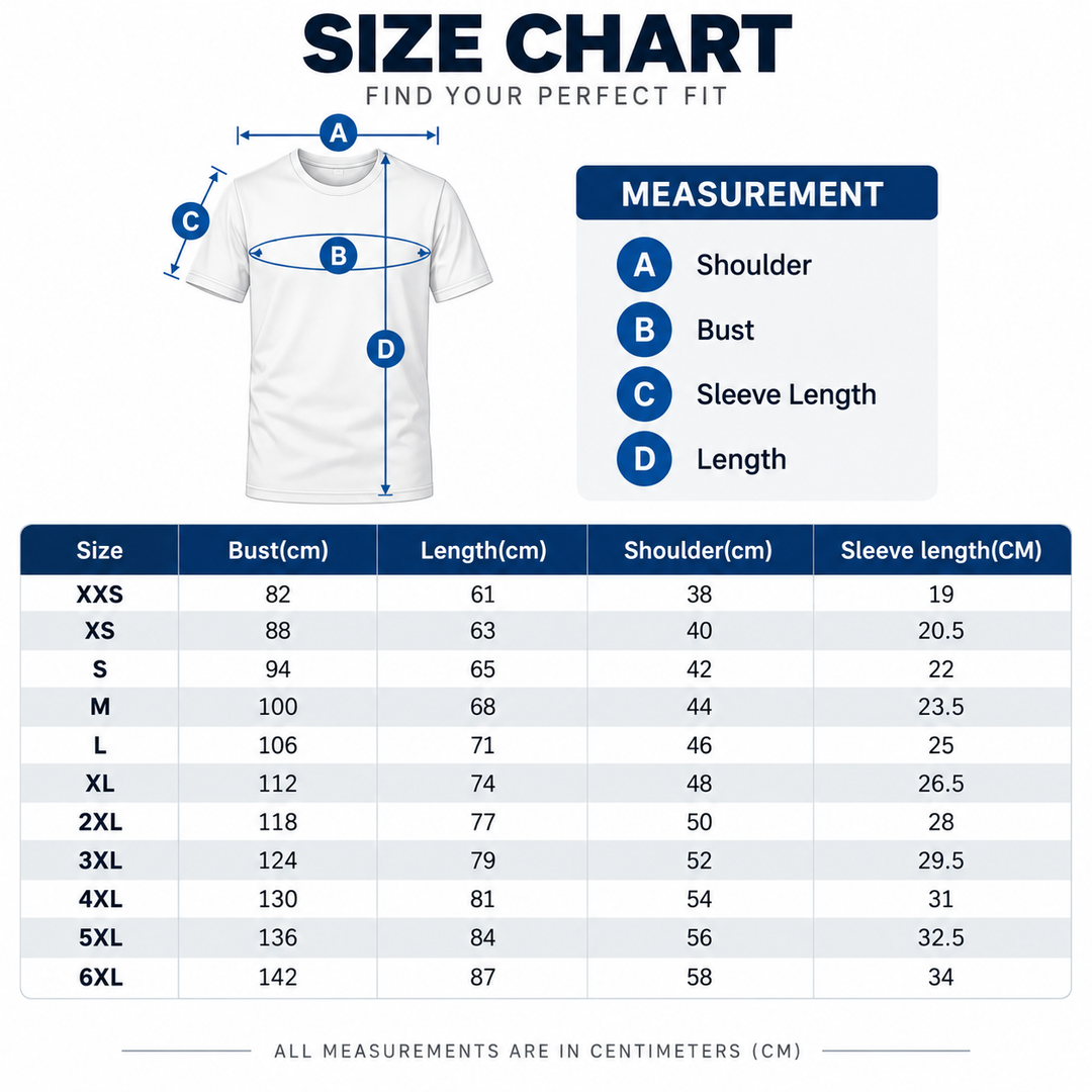 Germany football jersey size chart with verified measurements