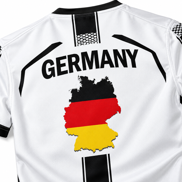Germany football jersey white back map and print detail