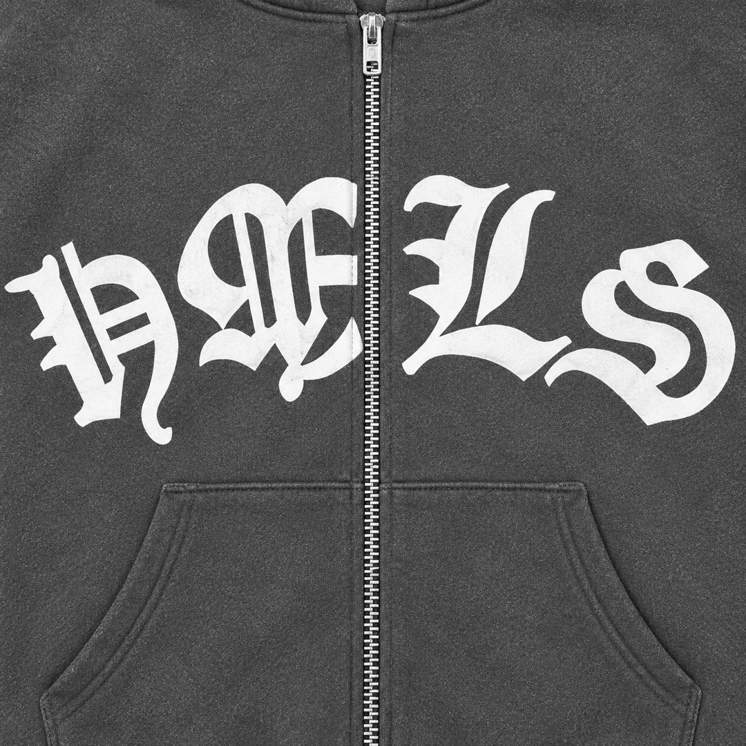 Close view of the dark gray hoodie&