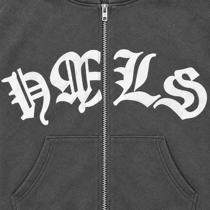 Close view of the dark gray hoodie&
