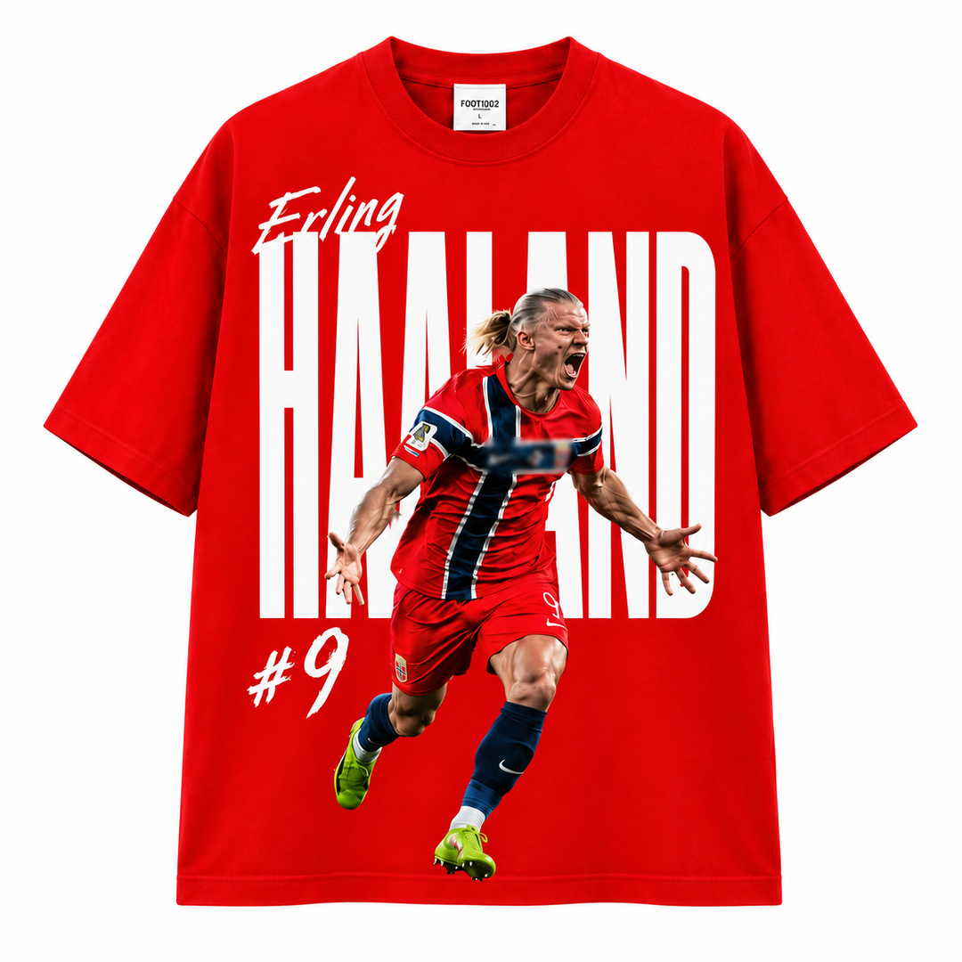 Red Haaland T-shirt three-quarter sports styling