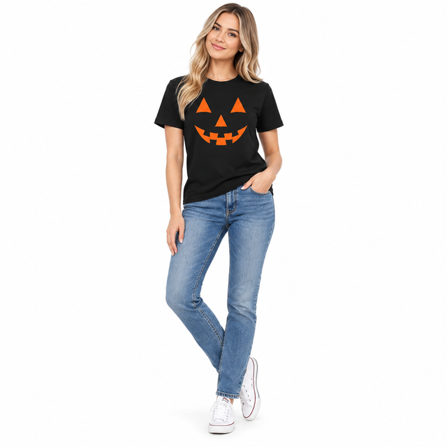 Halloween T Shirt Women Pumpkin Graphic Casual Tee Wear