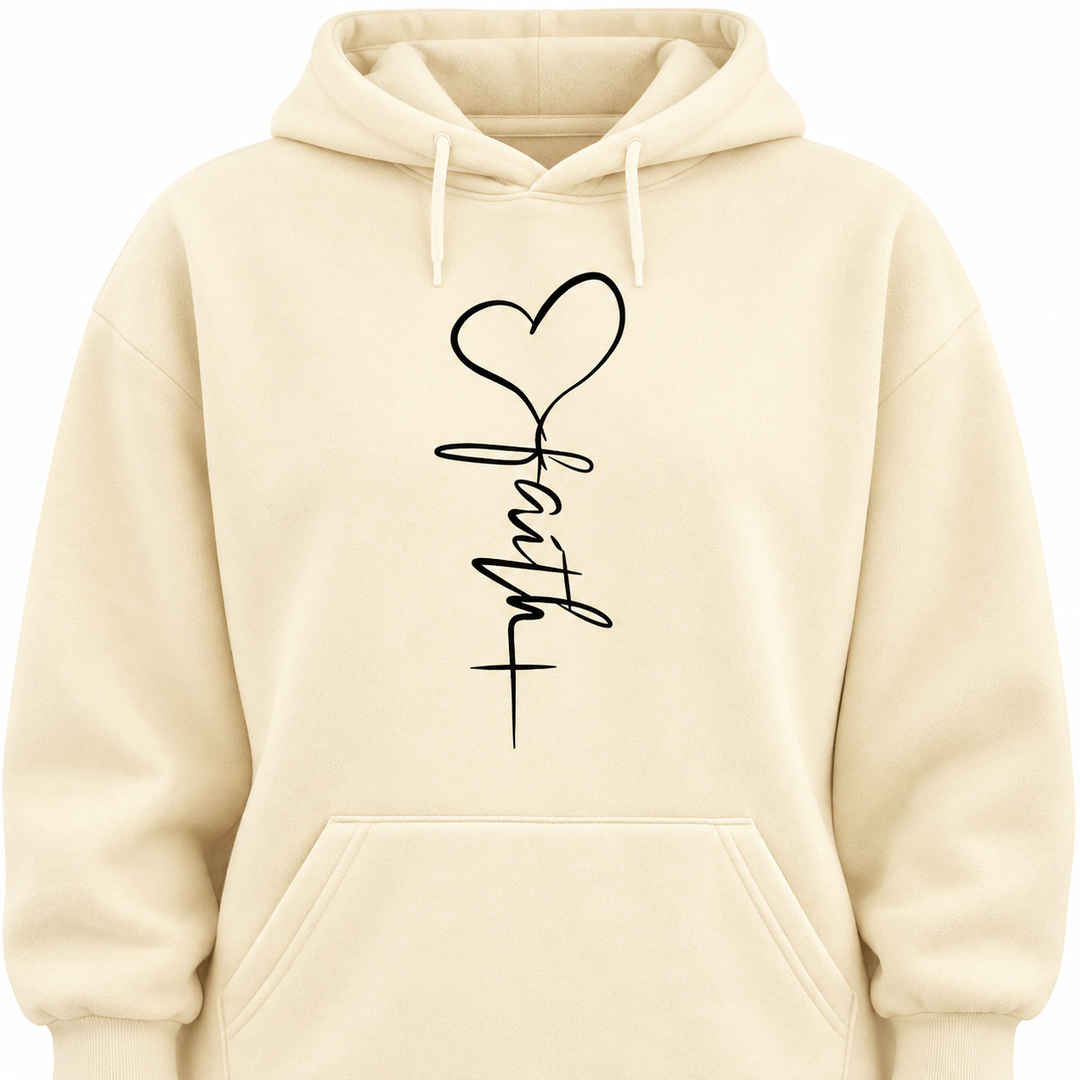 Heart Hoodie for Women with a Faith Print and Loose Fit