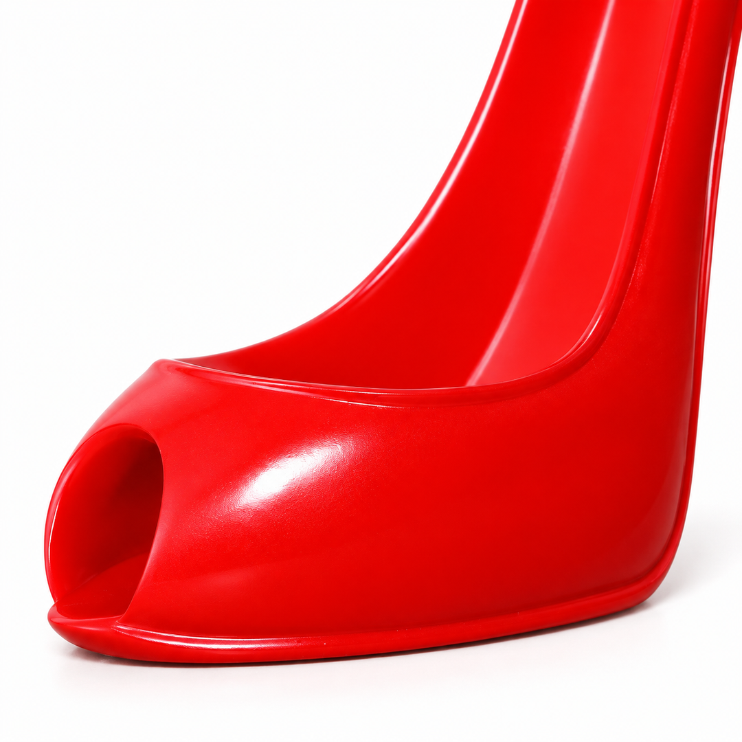 Close view of the red resin wine stand&
