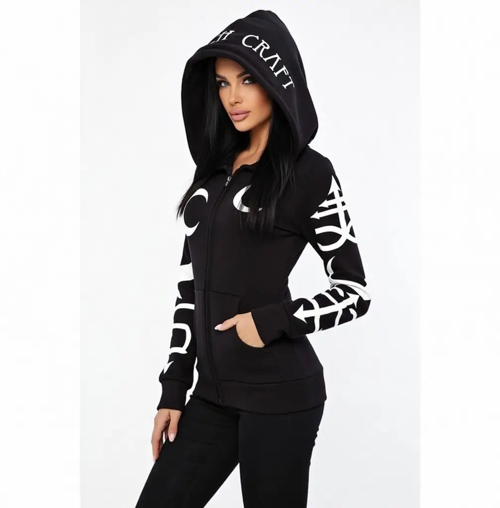 Explosive Punk Hoodie long sleeve moon lettering detail close up