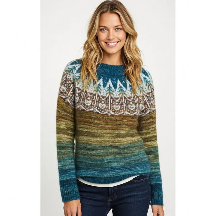 women knit top jacquard pattern sleeve texture