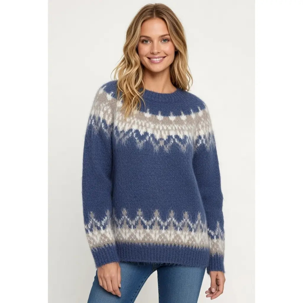 Casual Jacquard Sweater Women Autumn Winter Knit Top Chic