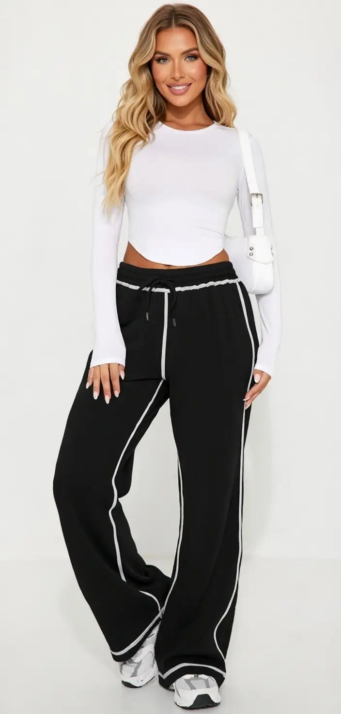 High Waist Cotton Wide Leg Sweatpants for Women Comfort