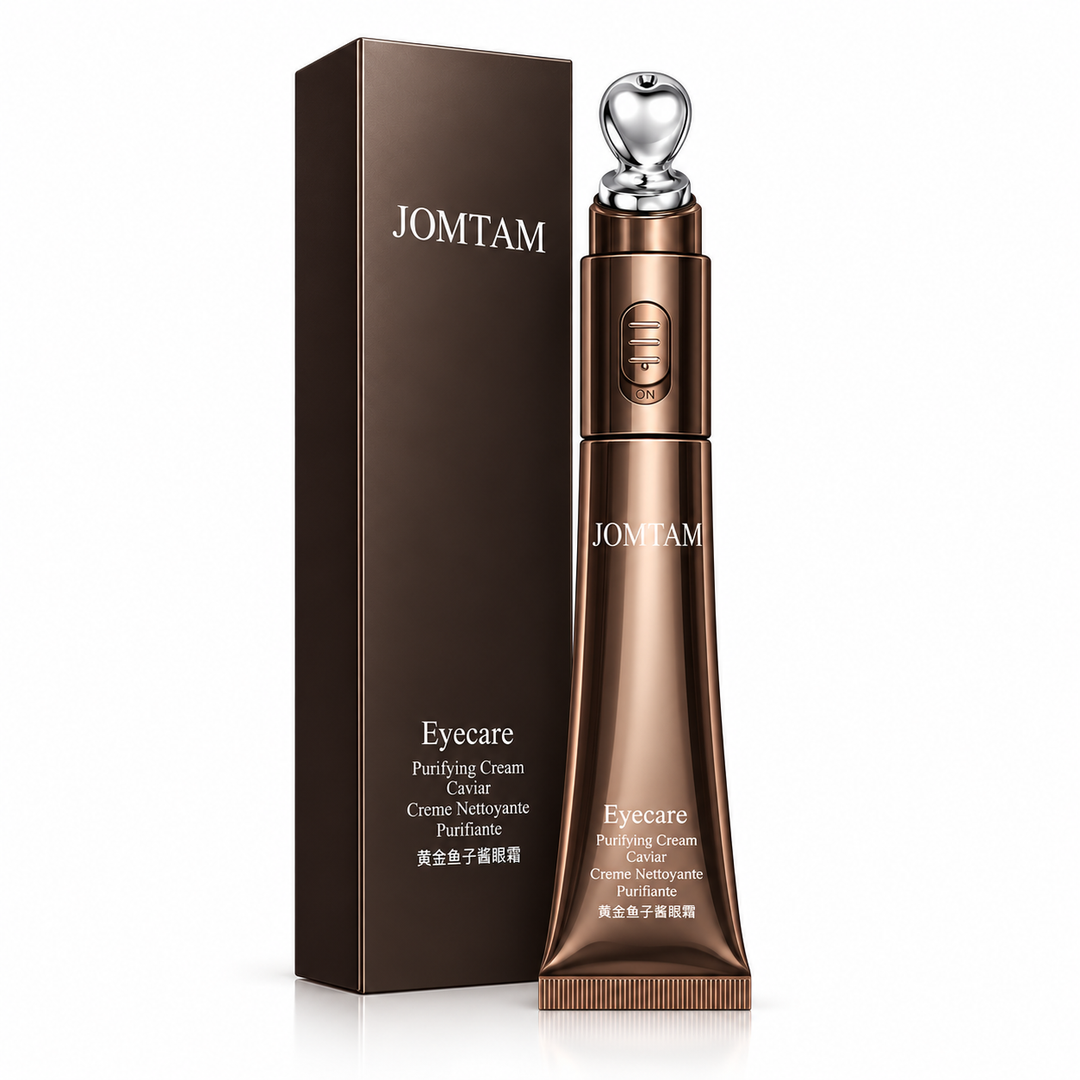 JOMTAM applicator with matching bronze box in angled studio view