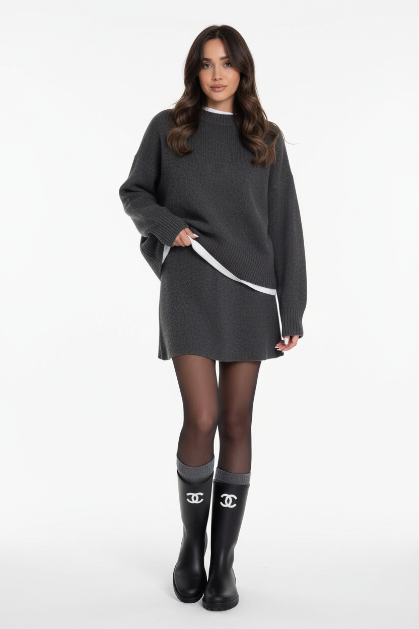 Close up of the soft polyester knit texture on a women&