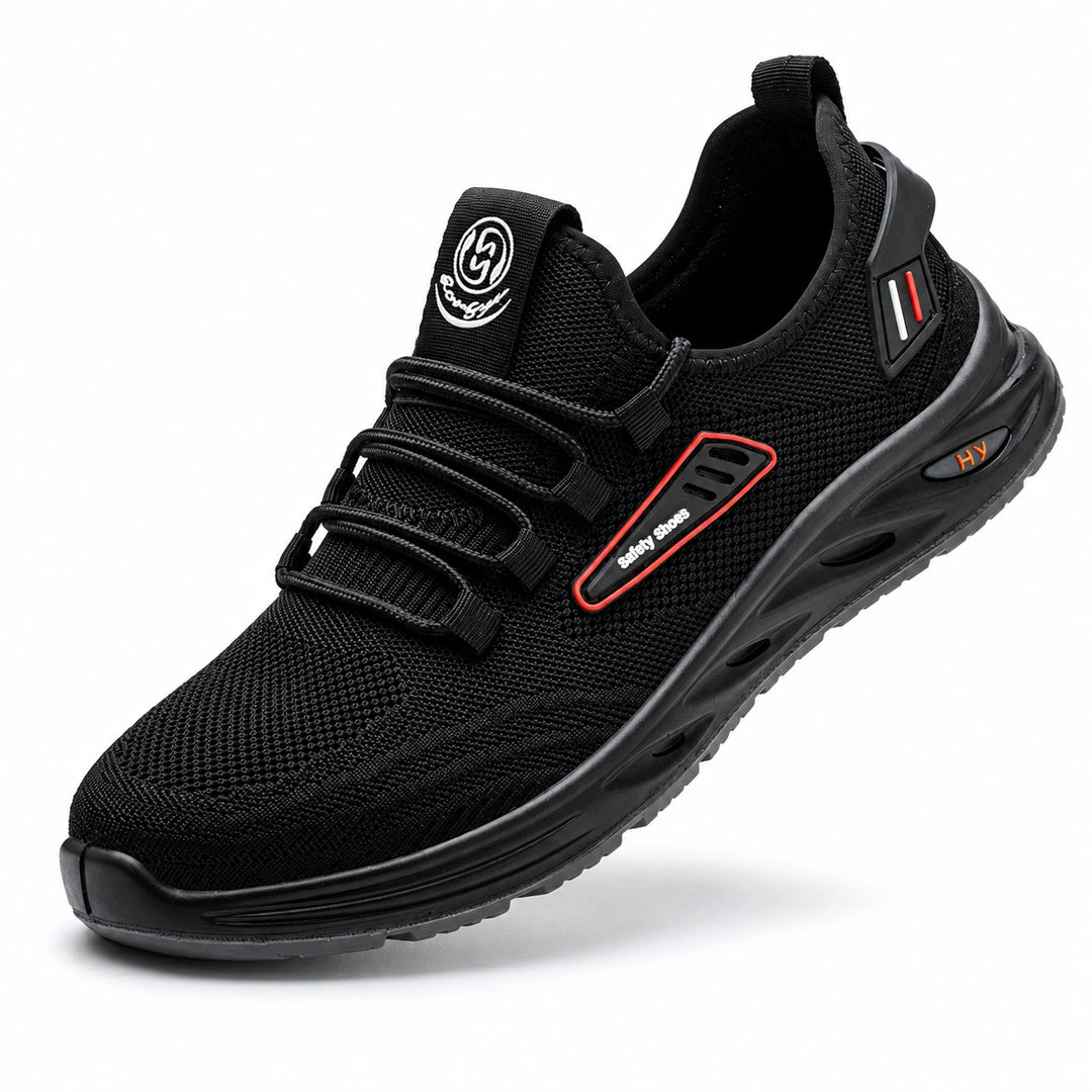 Black Style 3 lace-up shoe with red outlined side trim and black sculpted sole.