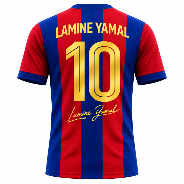 Blue red striped Lamine Yamal 