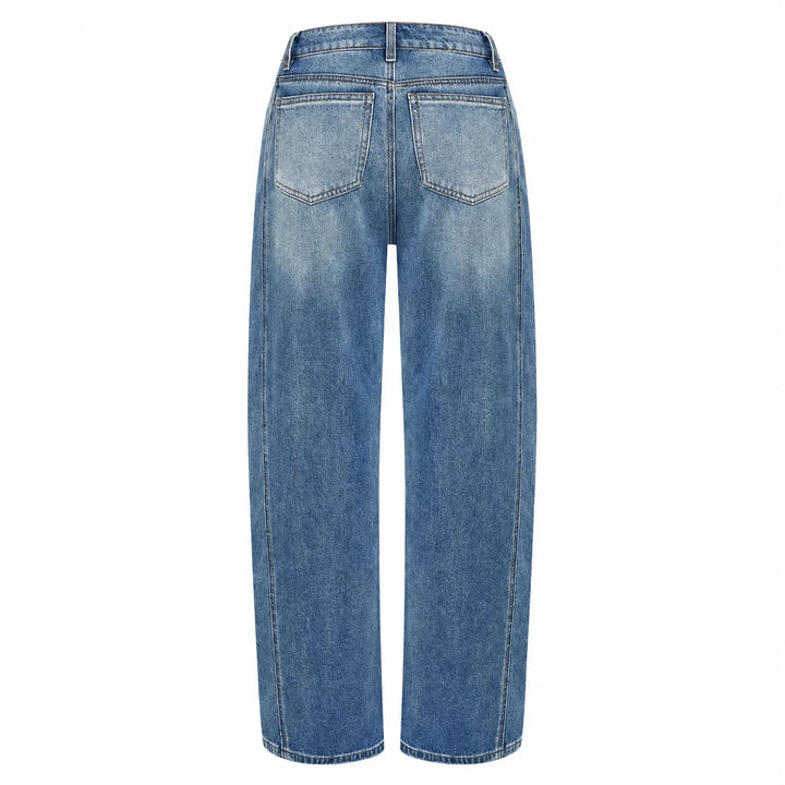 Rear view of washed blue women&