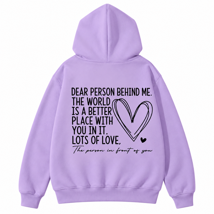 Unisex Love Letter hoodie Light Purple back print detail