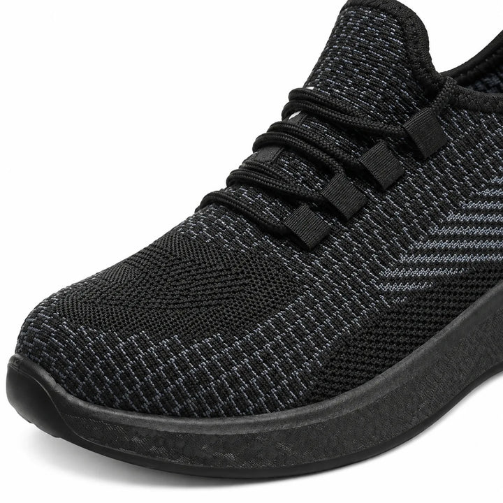 Close-up of Black Style 1 knit texture, black laces and fabric lace loops.